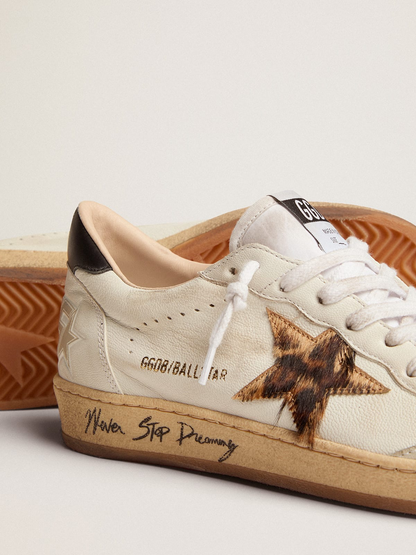 Sneaker Ball Star Con Stella In Cavallino Leopardato E Talloncino In Pelle Nera Sneakers - White Unisex Streetwear Limited Edition
