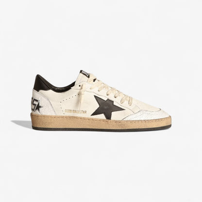 Sneaker Ball Star Donna In Suede Nero Con Stella In Pelle Bianca E Talloncino In Pelle Nera Sneakers - Black Unisex Streetwear Limited Edition