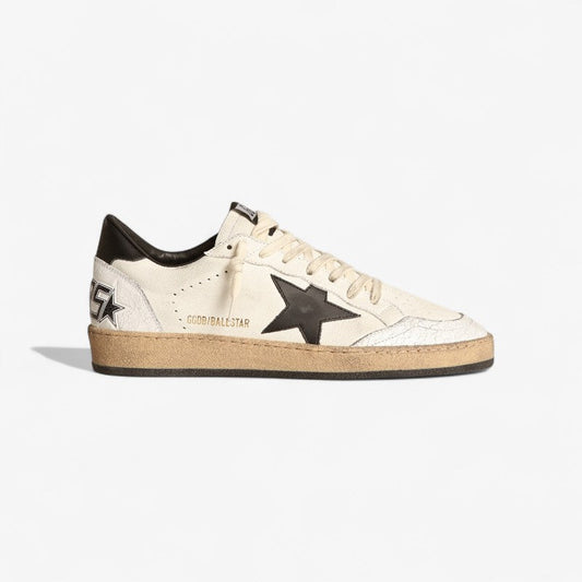 Sneaker Ball Star Donna In Suede Nero Con Stella In Pelle Bianca E Talloncino In Pelle Nera Sneakers - Black Unisex Streetwear Limited Edition