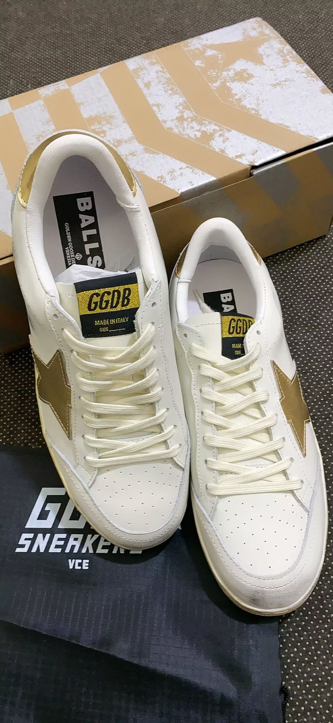 Sneakers Ball Star Con Stella E Talloncino Dorati - White Unisex Streetwear Limited Edition