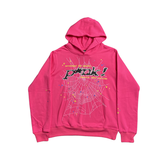 SP5DER P*nk Hoodie - Pink Unisex Streetwear Limited Edition - The SP5DER PINK HOODIE PINK - REPLICA is a bold and vibrant streetwear essential that