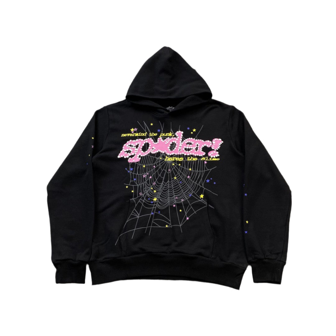 SP5DER P*nk V2 Hoodie - Black Unisex Streetwear Limited Edition - The SP5DER P*NK V2 HOODIE BLACK - REPLICA takes streetwear to the next level with