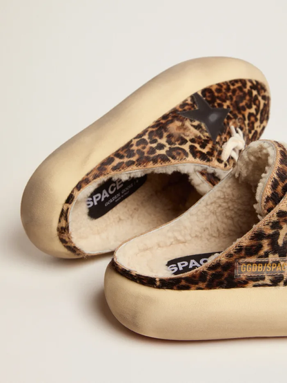 Space-star Sabot Shoes In Animal-print Pony Skin With Shearling Lining - Black Unisex Streetwear Limited Edition