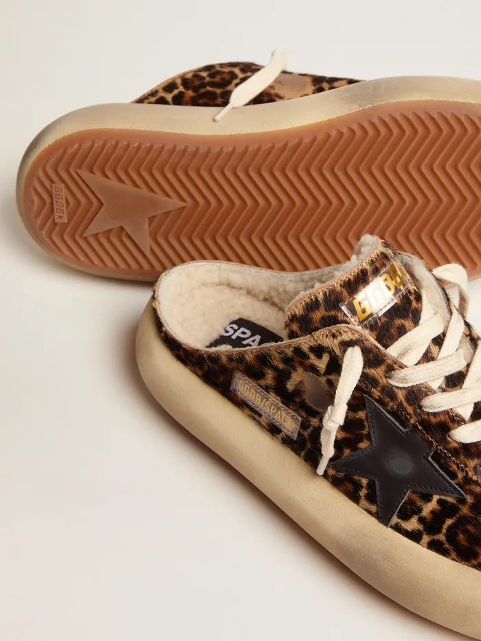 Space-star Sabot Shoes In Animal-print Pony Skin With Shearling Lining - Black Unisex Streetwear Limited Edition