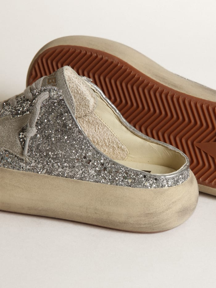 Space-star Sabots In Silver Glitter With Ice-gray Suede Star And Tongue Sneakers Unisex Streetwear Limited Edition