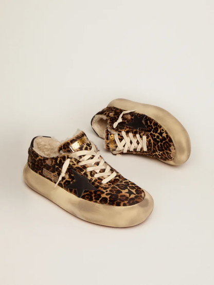 Space-star Shoes In Animal-print Pony Skin With Shearling Lining - Black Unisex Streetwear Limited Edition
