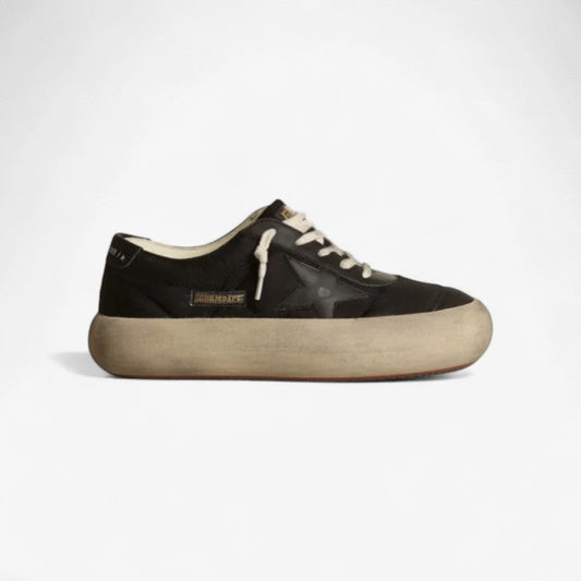 Space-star Shoes In Nylon With Leather Star And Heel Tab - Black Unisex Streetwear Limited Edition