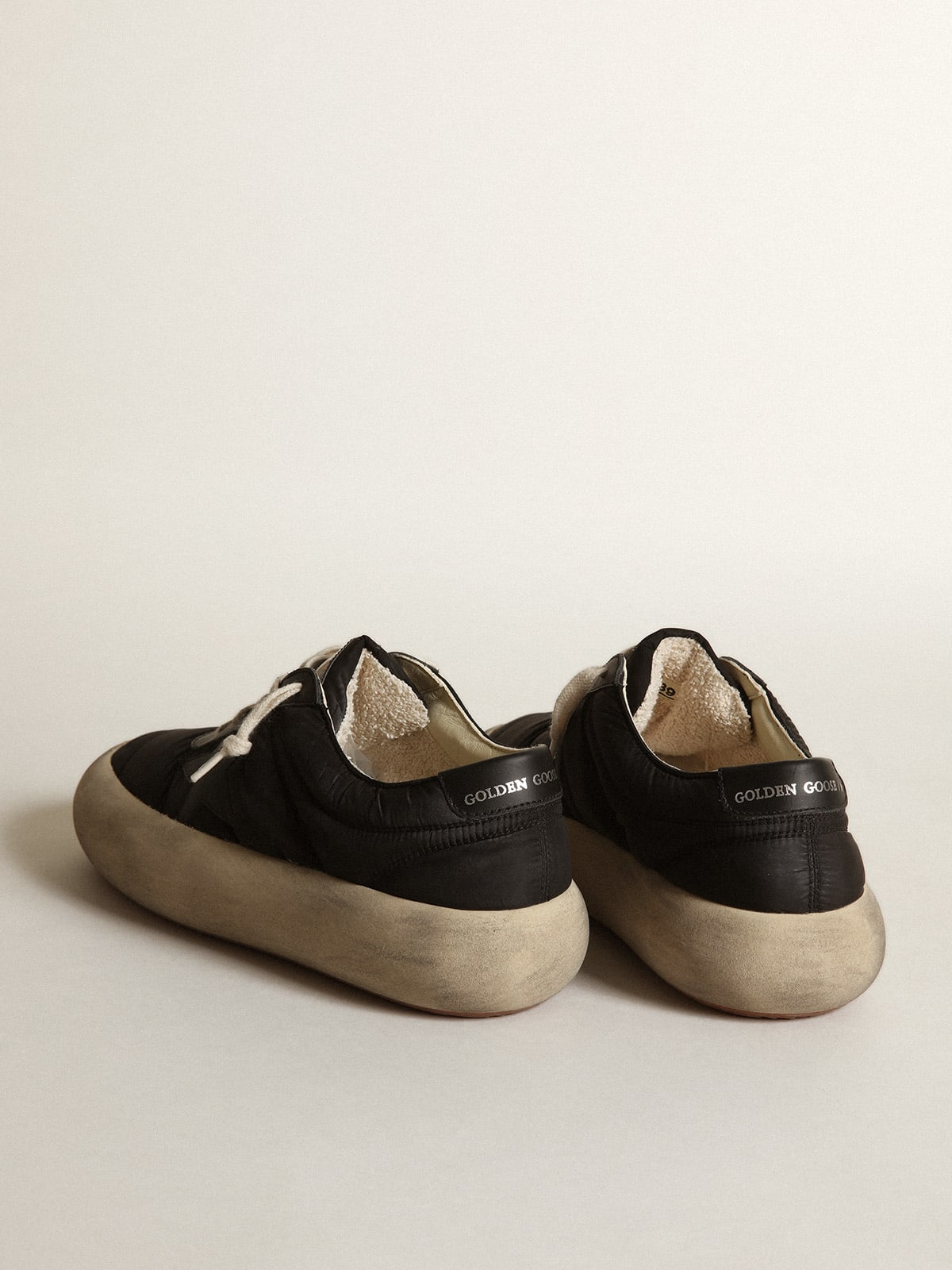 Space-star Shoes In Nylon With Leather Star And Heel Tab - Black Unisex Streetwear Limited Edition