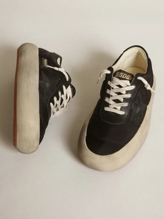 Space-star Shoes In Nylon With Leather Star And Heel Tab - Black Unisex Streetwear Limited Edition