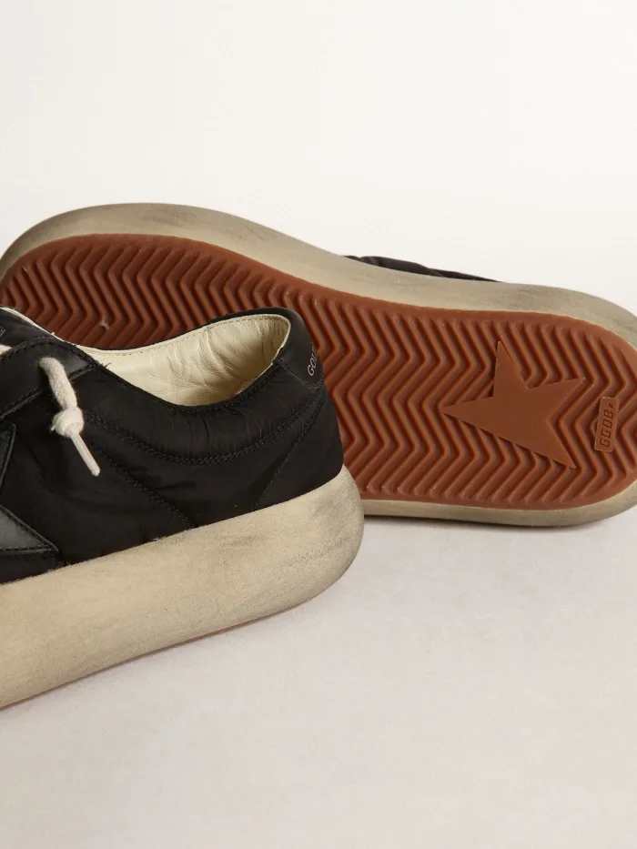 Space-star Shoes In Nylon With Leather Star And Heel Tab - Black Unisex Streetwear Limited Edition