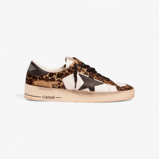 Stardan Sneakers In Leopard-print Pony Skin And Star - Black Unisex Streetwear Limited Edition