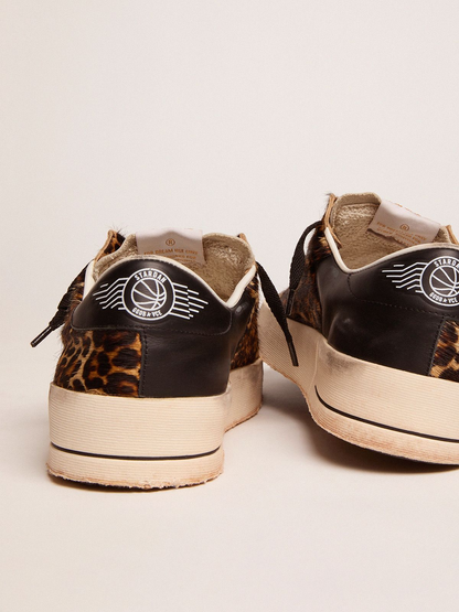 Stardan Sneakers In Leopard-print Pony Skin And Star - Black Unisex Streetwear Limited Edition