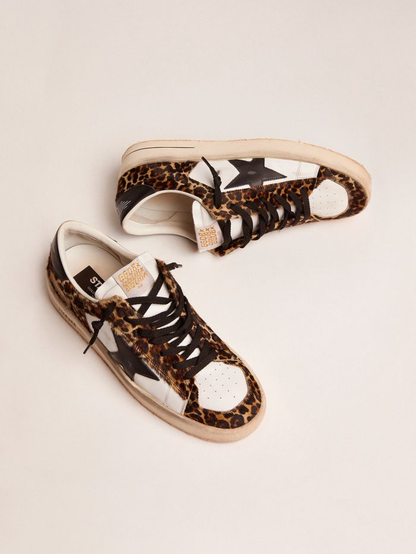 Stardan Sneakers In Leopard-print Pony Skin And Star - Black Unisex Streetwear Limited Edition