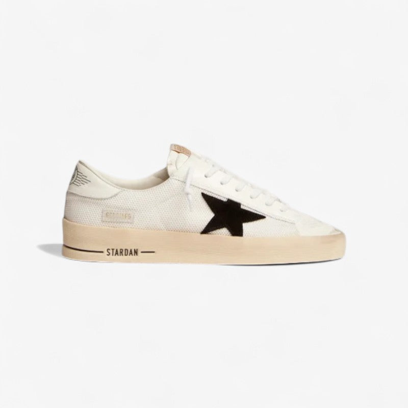 Stardan Sneakers In White Mesh With Suede Star And White Leather Heel Tab - Black Unisex Streetwear Limited Edition