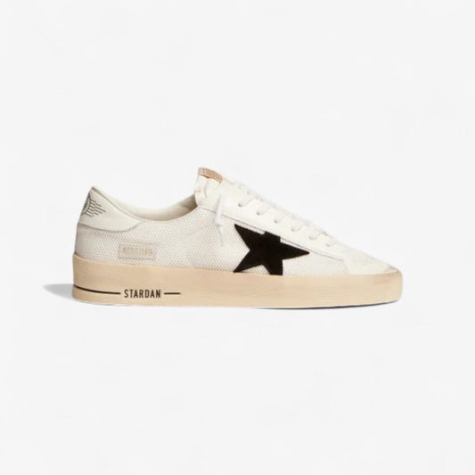Stardan Sneakers In White Mesh With Suede Star And White Leather Heel Tab - Black Unisex Streetwear Limited Edition