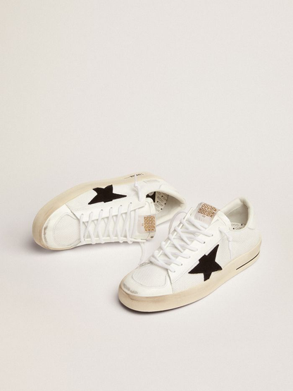 Stardan Sneakers In White Mesh With Suede Star And White Leather Heel Tab - Black Unisex Streetwear Limited Edition