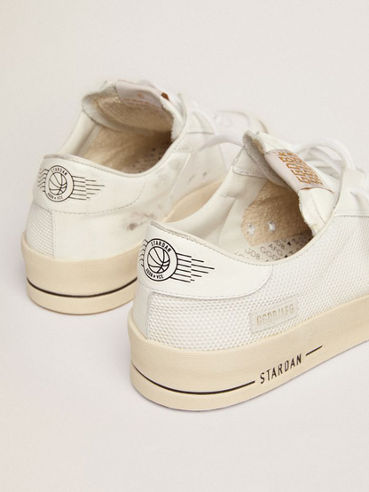 Stardan Sneakers In White Mesh With Suede Star And White Leather Heel Tab - Black Unisex Streetwear Limited Edition