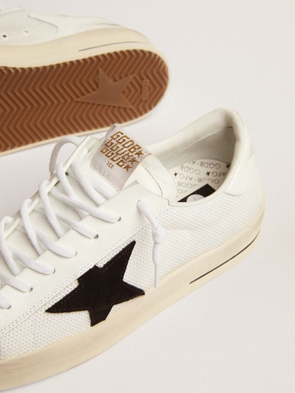 Stardan Sneakers In White Mesh With Suede Star And White Leather Heel Tab - Black Unisex Streetwear Limited Edition