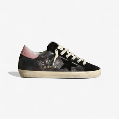 Super-star Ltd Sneakers In Metallic Camouflage Nappa Leather With Suede Star And Pink Leather - Black Unisex Streetwear Limited Edition