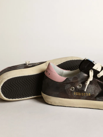 Super-star Ltd Sneakers In Metallic Camouflage Nappa Leather With Suede Star And Pink Leather - Black Unisex Streetwear Limited Edition