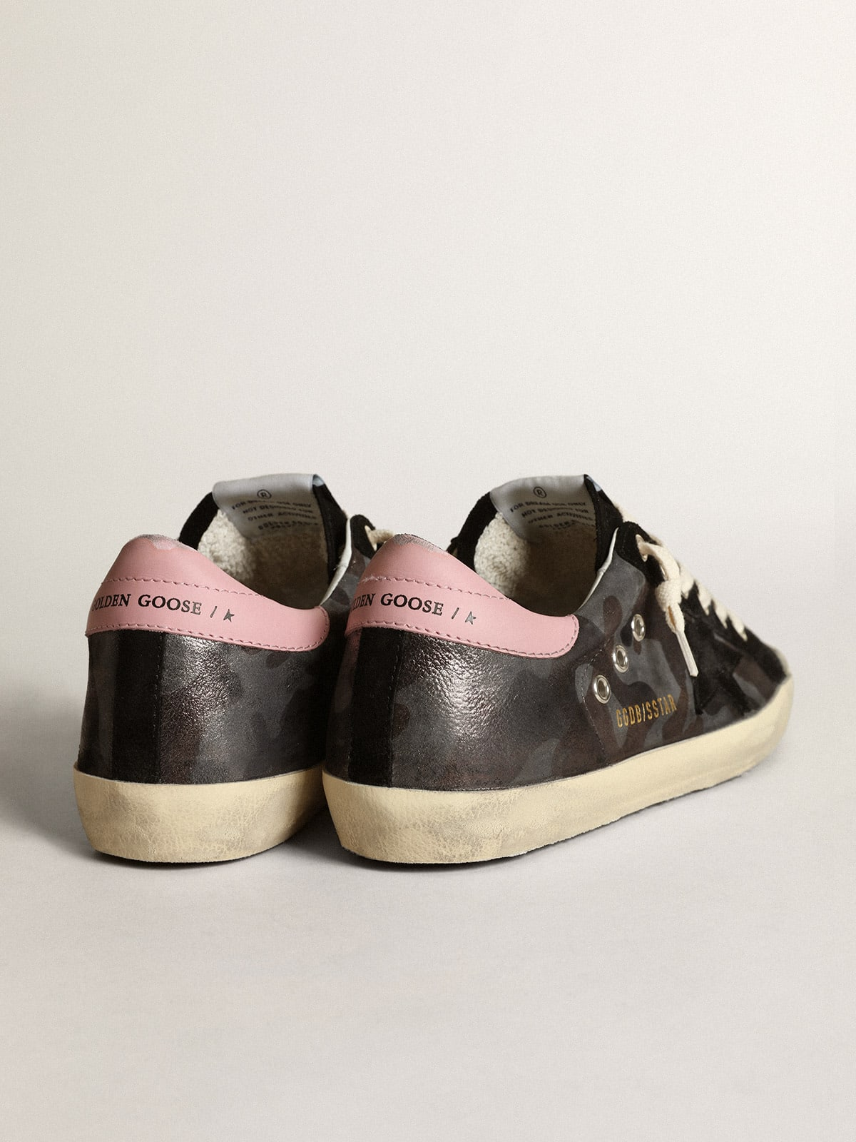 Super-star Ltd Sneakers In Metallic Camouflage Nappa Leather With Suede Star And Pink Leather - Black Unisex Streetwear Limited Edition
