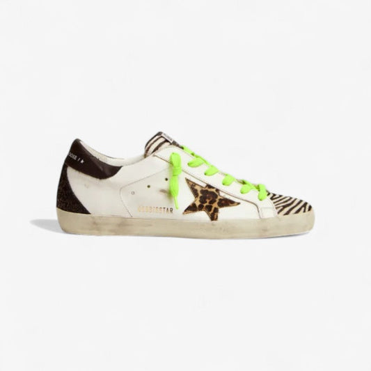 Super-star Ltd Sneakers With Animal-print Pony Skin Tongue And Star - Black Unisex Streetwear Limited Edition
