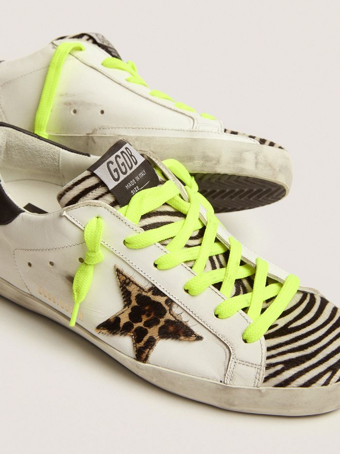 Super-star Ltd Sneakers With Animal-print Pony Skin Tongue And Star - Black Unisex Streetwear Limited Edition