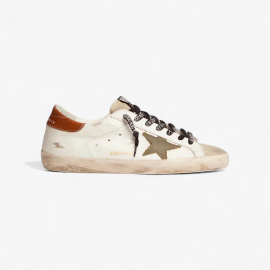 Super-star Ltd Sneakers With Olive-green Canvas Star And Tan Leather Heel Tab Unisex Streetwear Limited Edition