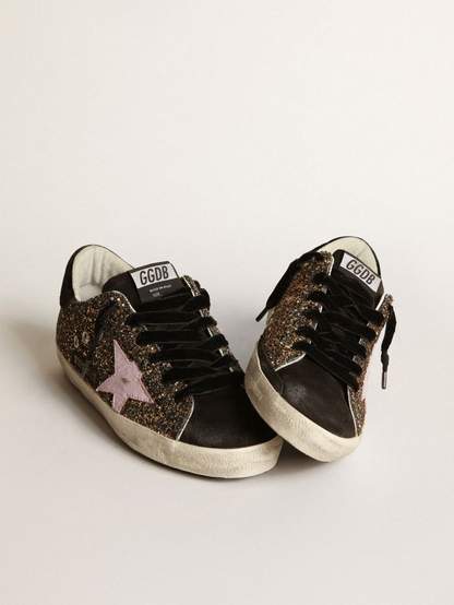 Super-star Sneakers In Glitter With Leather Star - Red Unisex Streetwear Limited Edition