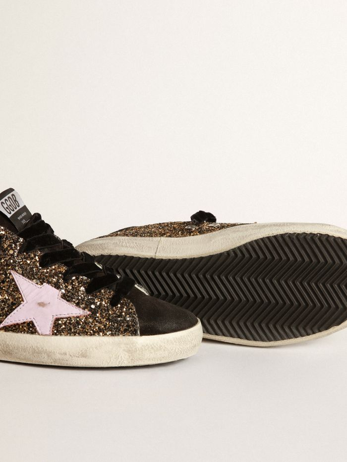 Super-star Sneakers In Glitter With Leather Star - Red Unisex Streetwear Limited Edition