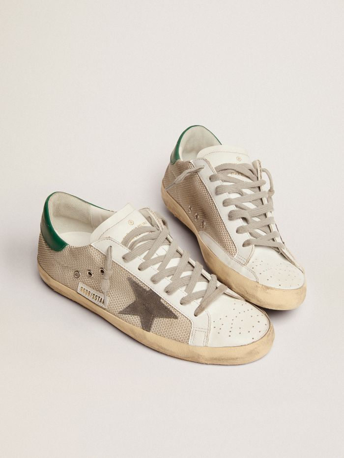 Super-star Sneakers In Pale Silver Mesh With Suede Star - Gray Unisex Streetwear Limited Edition