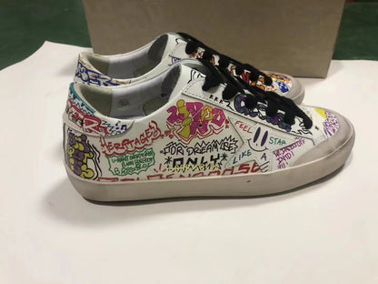 Super-star Sneakers In Leather With Multicolored Graffiti Print - White Unisex Streetwear Limited Edition