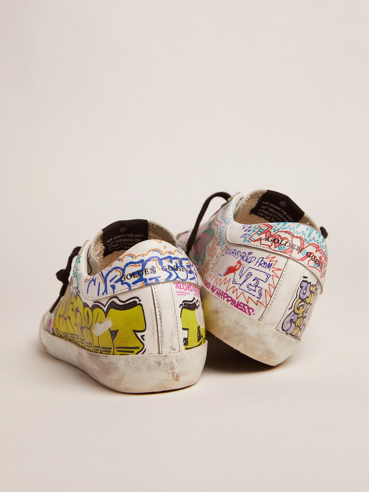 Super-star Sneakers In Leather With Multicolored Graffiti Print - White Unisex Streetwear Limited Edition