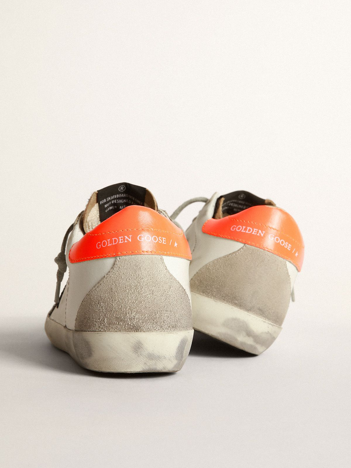 Super-star Sneakers With Leopard-print Insert, Glittery Star And Heel Tab - Orange Unisex Streetwear Limited Edition