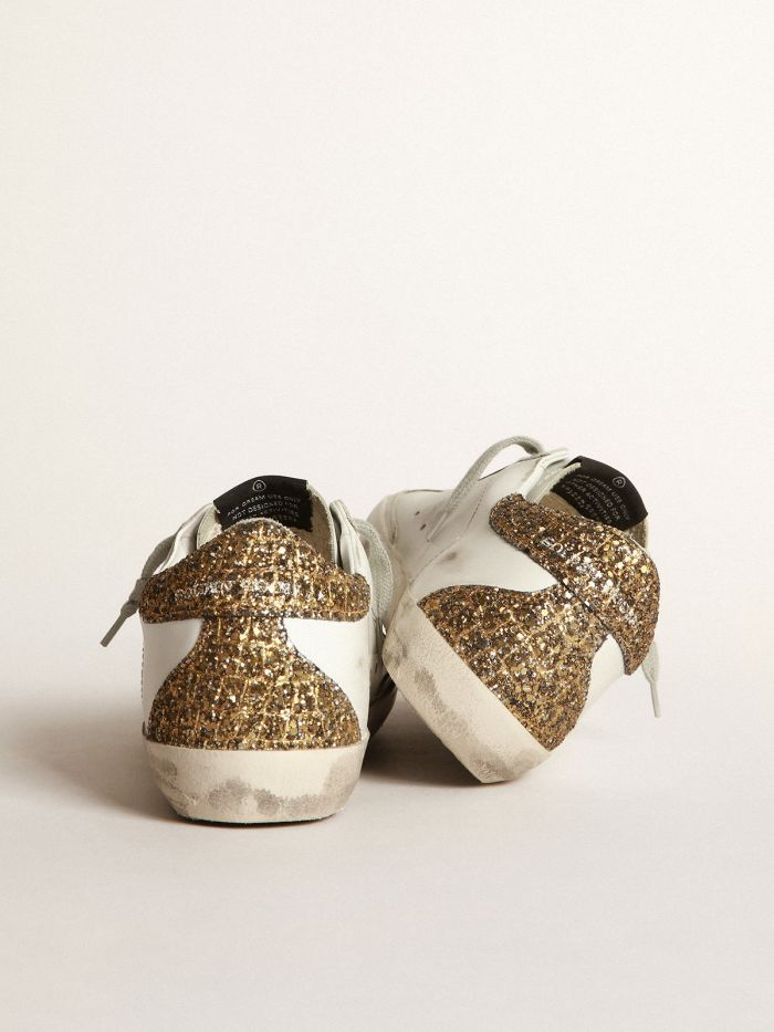 Super-star Sneakers With Light Leather Star And Gold Glitter Crocodile-print Heel Tab - Blue Unisex Streetwear Limited Edition