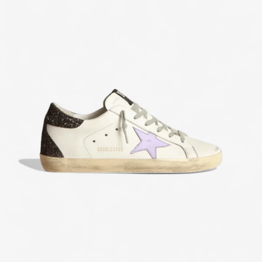 Super-star Sneakers With Lilac Leather Star And Glitter Crocodile-print Heel Tab - Purple Unisex Streetwear Limited Edition