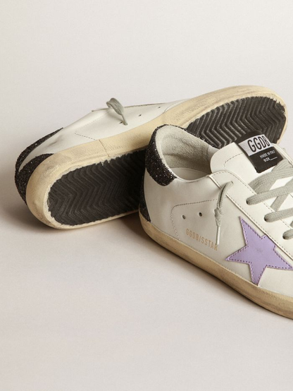 Super-star Sneakers With Lilac Leather Star And Glitter Crocodile-print Heel Tab - Purple Unisex Streetwear Limited Edition