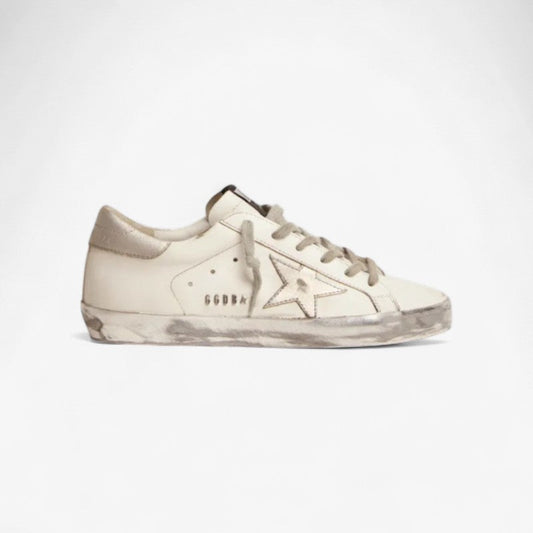 Super-star Sneakers With Silver Sparkle Fo - Ing And Metal Stud Lettering - White Unisex Streetwear Limited Edition