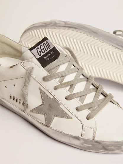 Super-star Sneakers With Silver Sparkle Fo - Ing And Metal Stud Lettering - White Unisex Streetwear Limited Edition