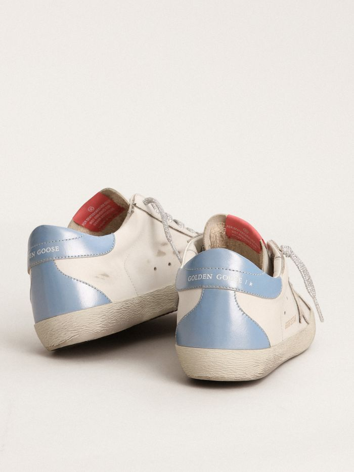 Super-star Sneakers With Sky-blue Laminated Leather Heel Tab And Ice-gray Suede Star Unisex Streetwear Limited Edition