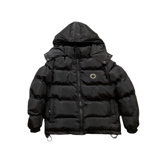 TRAPSTAR Irongate Detachable Hooded Puffer Jacket - Black Unisex Streetwear Limited Edition - The TRAPSTAR IRONGATE DETACHABLE HOODED PUFFER JACKET BLACK - REPLICA is the perfect blend of