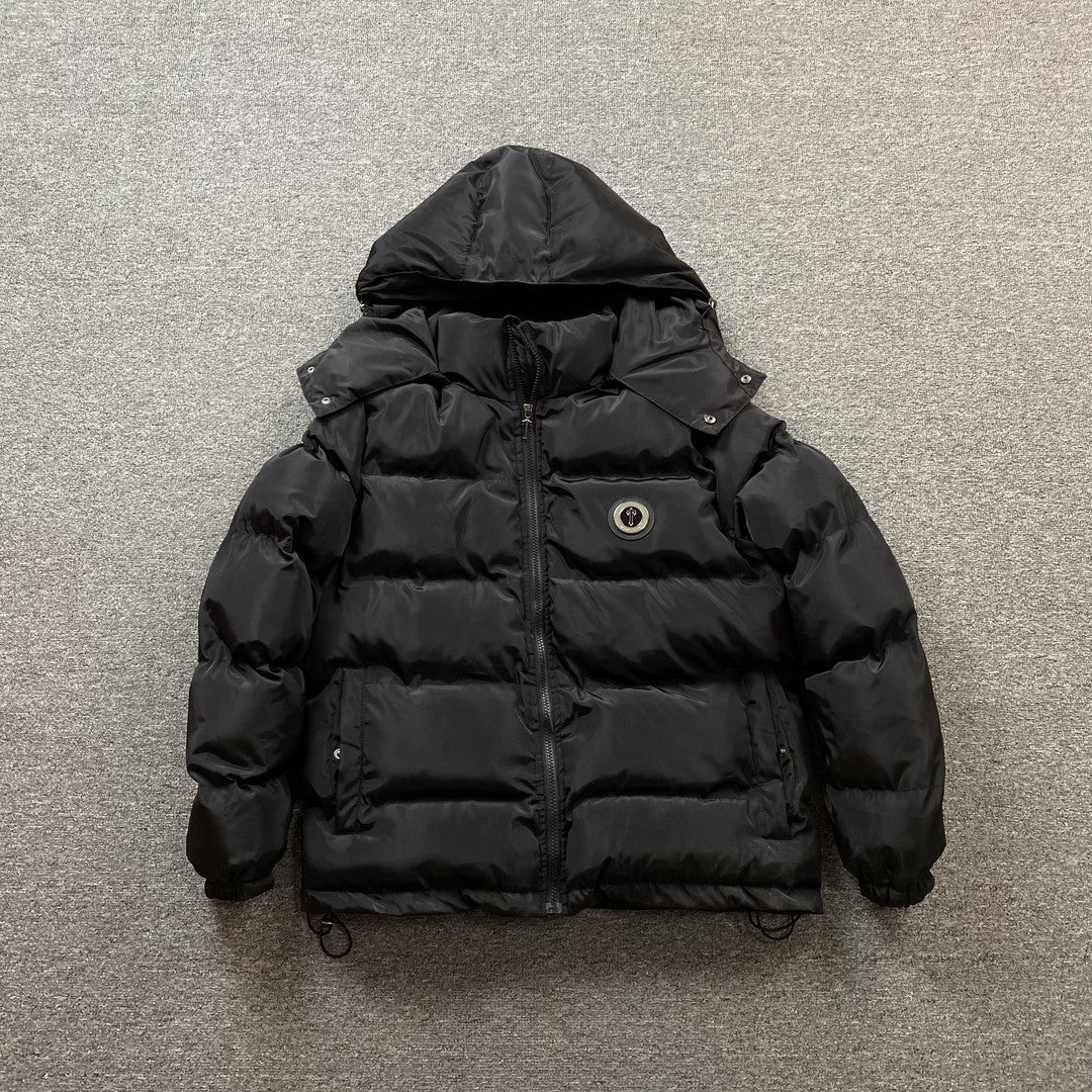 TRAPSTAR Irongate Detachable Hooded Puffer Jacket - Black Unisex Streetwear Limited Edition - The TRAPSTAR IRONGATE DETACHABLE HOODED PUFFER JACKET BLACK - REPLICA is the perfect blend of