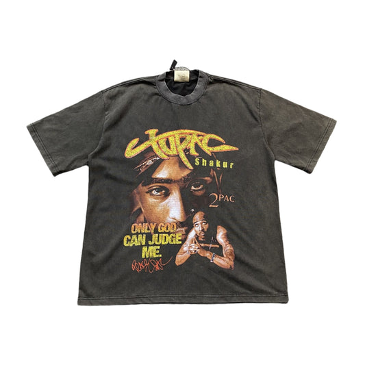 TUPAC Vintage Graphic Tee Dark T-Shirt - Grey Unisex Streetwear Limited Edition - The TUPAC VINTAGE GRAPHIC TEE DARK GREY - REPLICA is a must-have for hip-hop fans