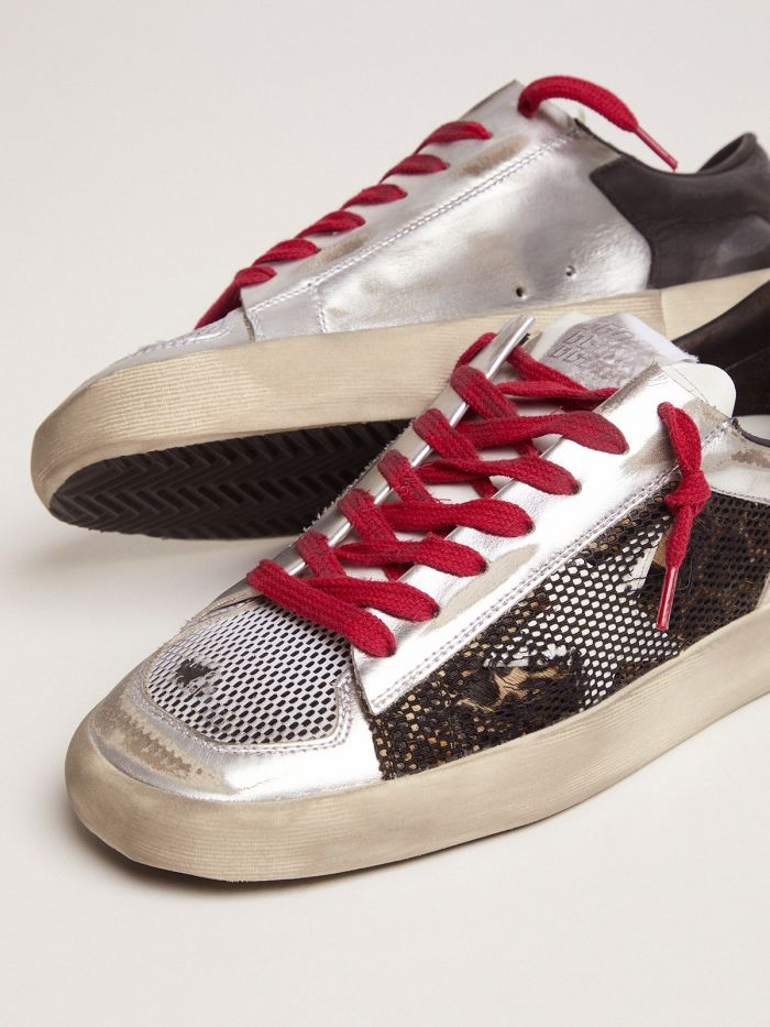 Women's Limited Edition Lab Silver And Animal-print Stardan Sneakers - Red Unisex Streetwear Limited Edition