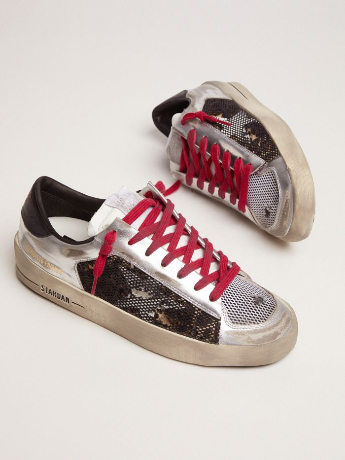 Women's Limited Edition Lab Silver And Animal-print Stardan Sneakers - Red Unisex Streetwear Limited Edition