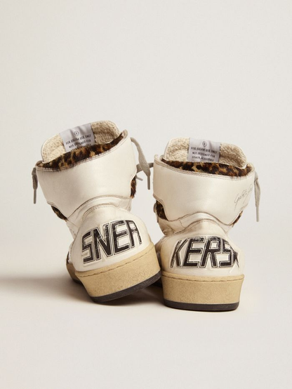 Women s Sky-star Sneakers With Signature On The Ankle And Leopard-print Pony Skin Inserts - White Unisex Streetwear Limited Edition