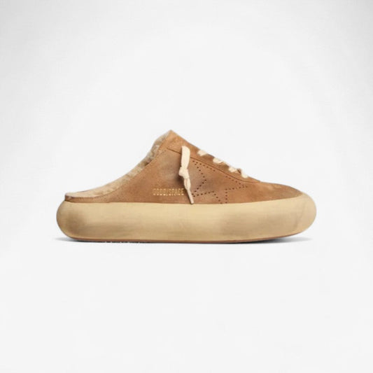 Women's Space-star Sabot Shoes In Tobacco-colored Suede With Shearling Lining Unisex Streetwear Limited Edition