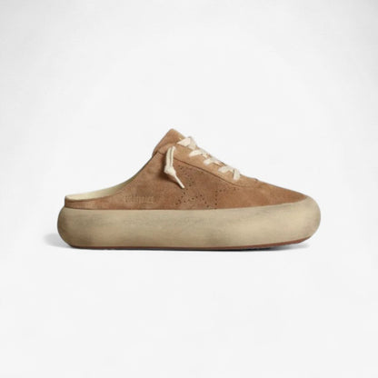 Women's Space-star Sabots In Tobacco-colored Suede With Perforated Star Unisex Streetwear Limited Edition