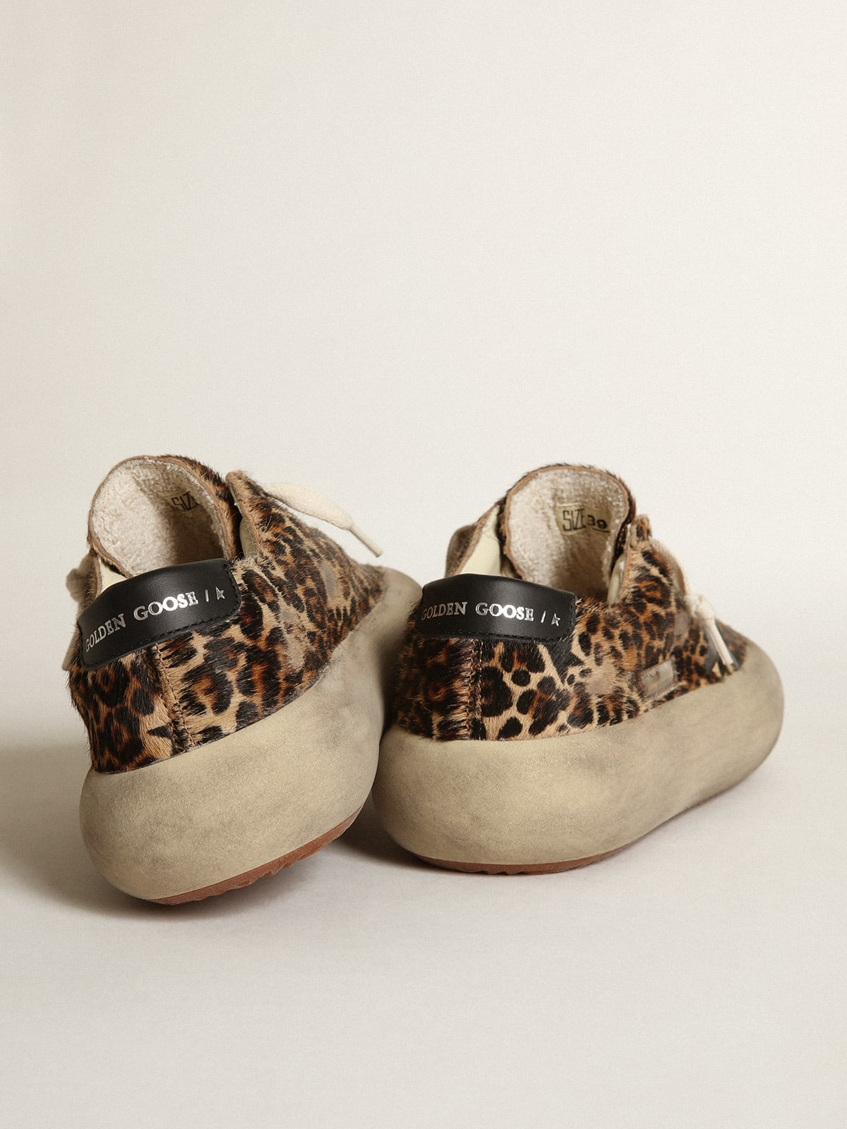 Women's Space-star Shoes In Leopard-print Pony Skin With Leather Star And Heel Tab - Black Unisex Streetwear Limited Edition