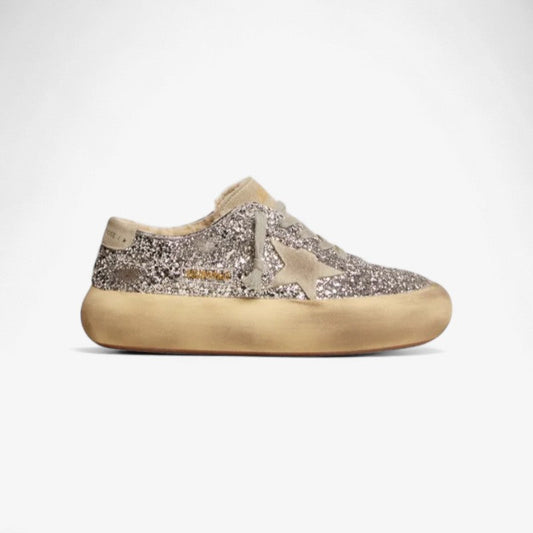 Women's Space-star Shoes In Silver Glitter With Shearling Lining - White Unisex Streetwear Limited Edition